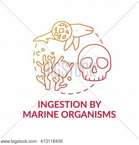 Ingestion By Marine Organisms Concept Icon. Microplastics Effects Idea Thin Line Illustration. Negat
