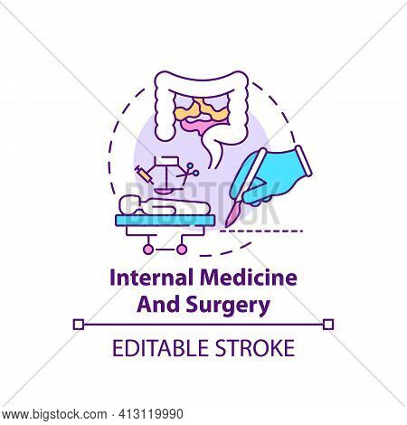 Internal Medicine And Surgery Concept Icon. Digestive System, Organs Health. Family Doctor, Surgeon 