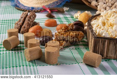 Festa Junina In Brazil, Typical Festa Junina Table In Brazil With Popcorn And Typical Sweets And Pro