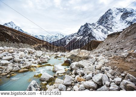 Bhote River. Nepal, Sagarmatha National Park, Himalayas Mountains