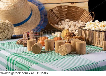 Festa Junina In Brazil, Typical Festa Junina Table In Brazil With Popcorn And Typical Sweets And Pro