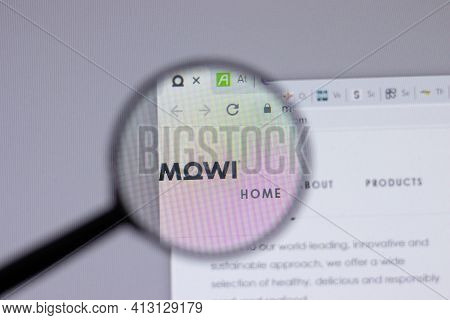 New York, Usa - 18 March 2021: Mowi Company Logo Icon On Website, Illustrative Editorial