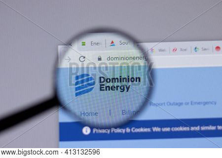 New York, Usa - 18 March 2021: Dominion Energy Company Logo Icon On Website, Illustrative Editorial