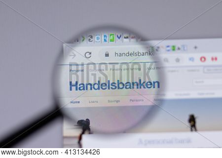 New York, Usa - 18 March 2021: Handelsbanken Company Logo Icon On Website, Illustrative Editorial