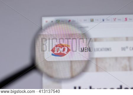 New York, Usa - 18 March 2021: Dq Dairy Queen Company Logo Icon On Website, Illustrative Editorial