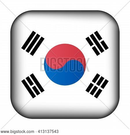 Glass Light Ball With Flag Of Korea. Squared Template Icon. Korean National Symbol. Glossy Realistic
