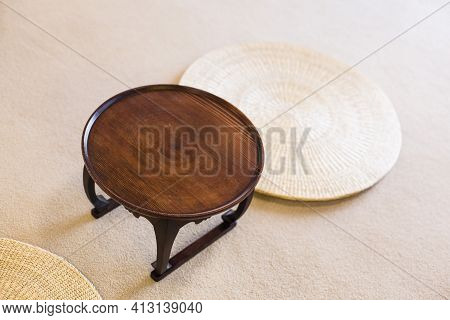 Korean Traditional Small Portable Dining Table With Cabrioles.