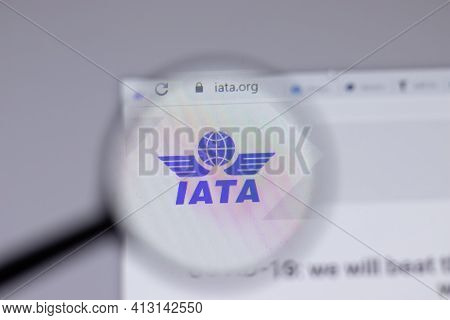 New York, Usa - 18 March 2021: Iata Company Logo Icon On Website, Illustrative Editorial