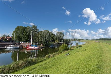 Landscape At The Hooksiler Binnentief. Hooksiel Is A Holiday Resort In East Frisia And Is Located On