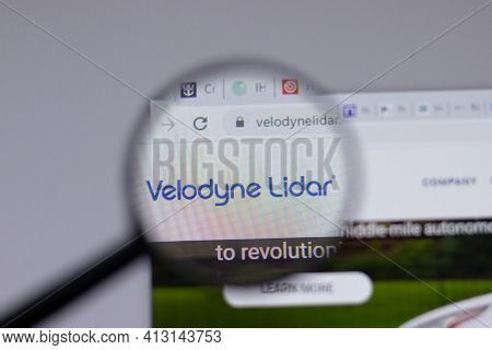 New York, Usa - 18 March 2021: Velodyne Lidar Company Logo Icon On Website, Illustrative Editorial