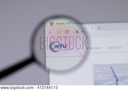 New York, Usa - 18 March 2021: Mtu Aero Engines Company Logo Icon On Website, Illustrative Editorial