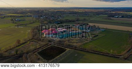 Biogas Plant From The Air Perspective Taken With A Drone