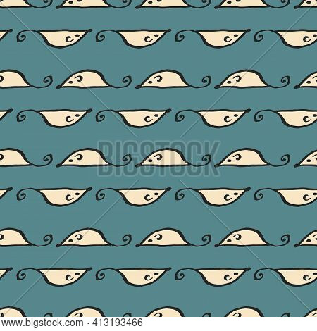 Rows Of Mice Seamless Doodle Vector Pattern