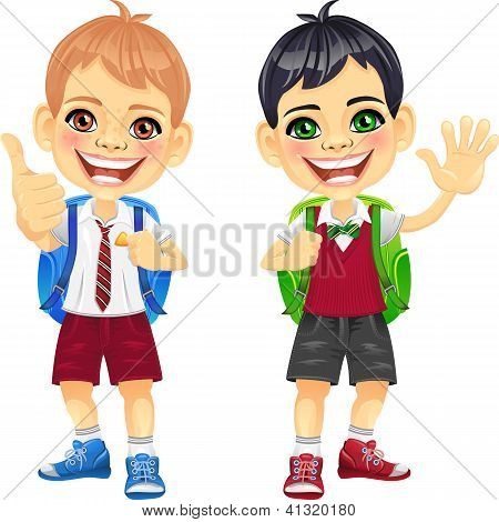 Vector feliz sorrindo meninos de crianças em idade escolar