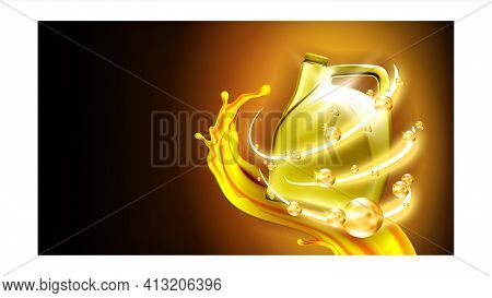 Engine Synthetic Oil Advertising Banner Vector Illustration