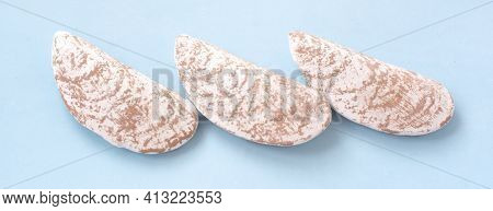 Sea Stones On A Blue Background, Vacation On The Sea Or Ocean