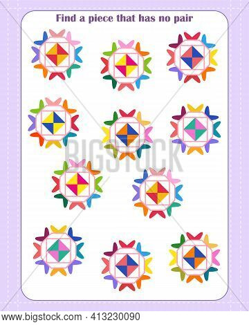Logic Game For Children. Find Which Shape Is Unpaired. Development Of Attention. Vector Illustration