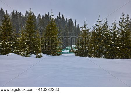 Winter Landscape In The Bucegi Mountains Romania