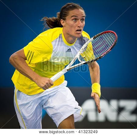 MELBOURNE - 15 januar: Alexandr Dolgopolov af Ukrain i sin første runde tab til Gael Monfils af Frn