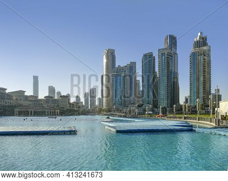 Scenery Around The Burj Khalifa Park In Dubai, The Most Populous City In The United Arab Emirates
