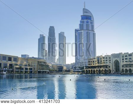 Scenery Around The Burj Khalifa Park In Dubai, The Most Populous City In The United Arab Emirates
