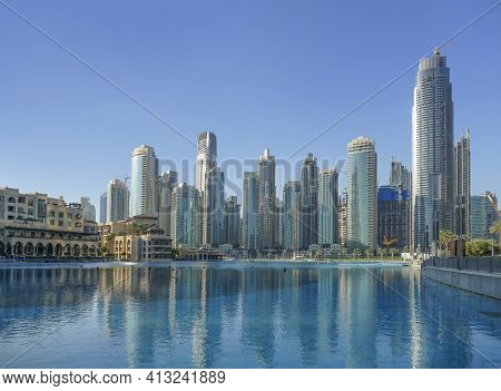 Scenery Around The Burj Khalifa Park In Dubai, The Most Populous City In The United Arab Emirates