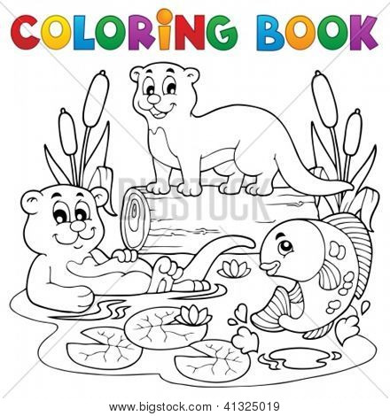 Libro para colorear de la fauna de río image 3 - ilustración vectorial.