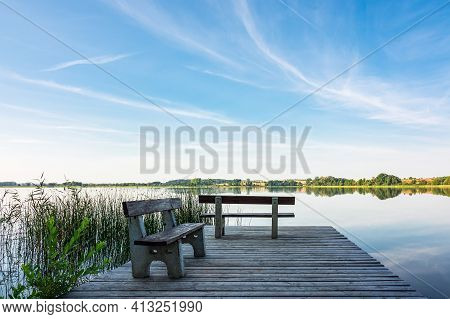 Landscape On A Lake In Potzlow, Germany.
