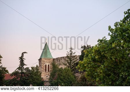 Selective Blur On The Steeple Tower Of The Crkva Ruzica Church In The Kalamegdan Park Of Belgrade, S