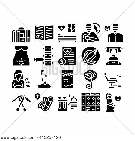 Maternity Hospital Glyph Set Vector Illustration Flat