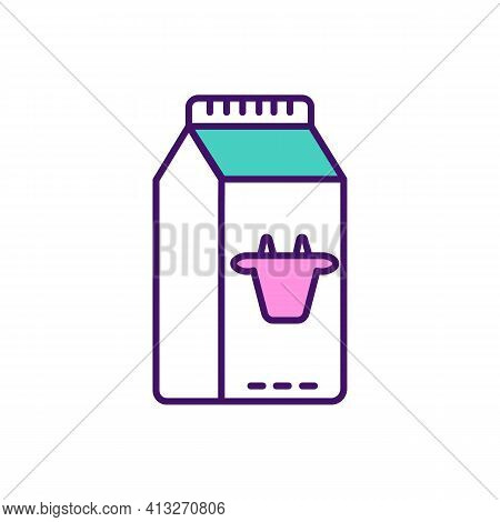 Cow Milk Rgb Color Icon. Highly Nutritious Beverage. Protein, Calcium Source. Infant, Child Feeding.