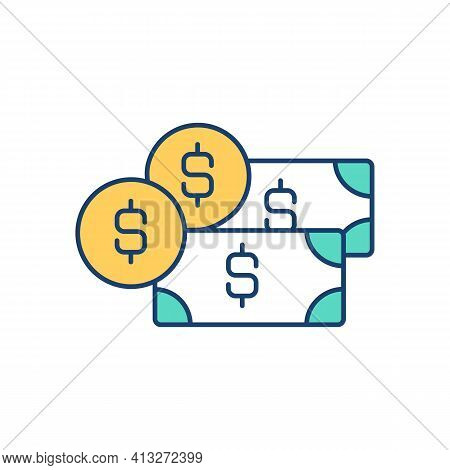 Money Rgb Color Icon. Earnings, Income. Liquid Asset. Revenue, Sales. Monetary Resources. Company Ex
