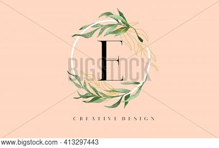 E, Beauty, Elegant, Cosmetics, Cosmetic, Natural, Leaf, Leaves, Pastel, Logo, Letter, Design, Creati