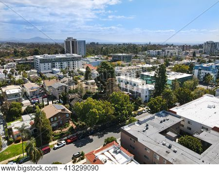 Aerial View Above Hillcrest Neighborhood In San Diego, California. Usa