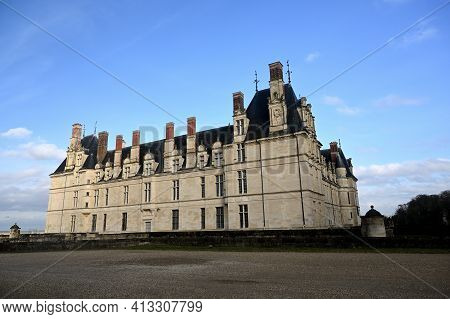 Historical Chateau In City Of Ecouen, North Ofecouen, France - February 20 2021 : Historical Chateau