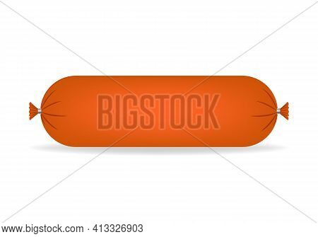 Baloney Sausage Isolated On White, Vector Illustration
