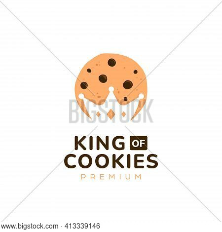 King Majesty Cookies Logo With Crown Silhouette Negative Space Cutout Inside Cookie Icon Symbol Illu