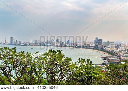 View Of Pattaya Viewpoint From Pratumnak Hill. Pattaya City Skyline In Chonburi Thailand
