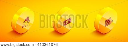 Set Isometric Sherlock Holmes, Pound Sterling Money And Wooden Barrel Icon. Vector