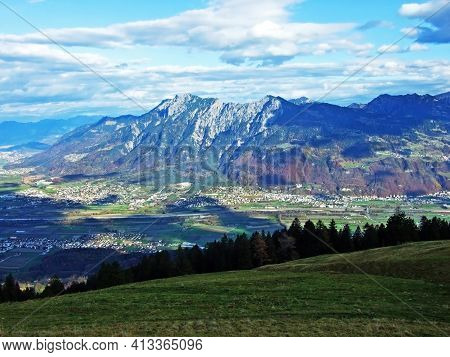 The Famous View Of The Rhine Valley (rheintal) From The Slopes Of The Sevelerberg And Werdenberg Mou