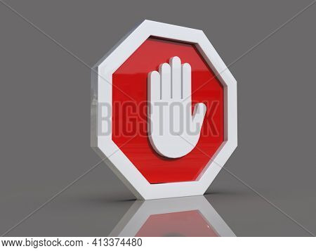3d renderÂ STOP! You are Not Allowed Here, Red CircleÂ Stop Roadsign with Big Hand Symbol for Prohibited Activities, Traffic Stop Blocking Sign, Prohibition Icon, No Entry, Red Warning, Not Allowed