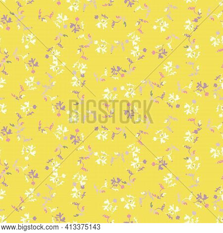 A Yellow Ditsy Floral Seamless Vector Pattern