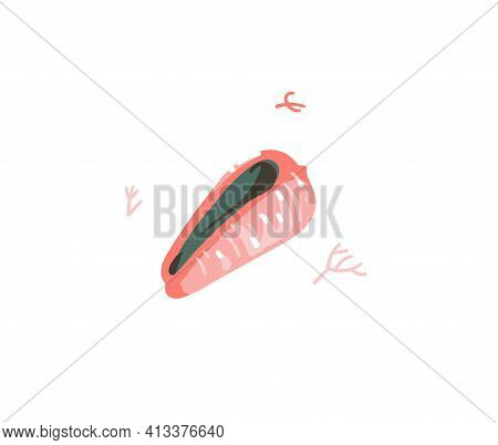Hand Drawn Vector Stock Abstract Flat Cartoon Graphic Illustration With Tropical Summer Ocean Underw