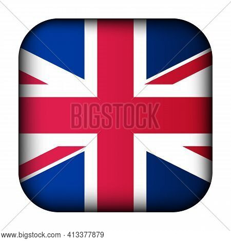 Glass Light Ball With Flag Of United Kingdom. Squared Template Icon. English National Symbol. Glossy