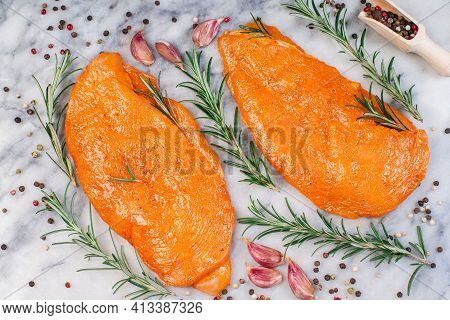 Raw Meat And Chicken.sottilissime.chicken Fillet, Thinly Sliced.marinated Chicken Sottilissime Marin