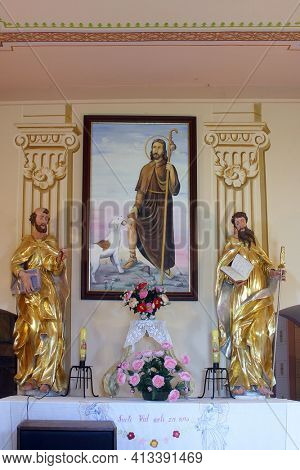 KOMOR ZACRETSKI - AUGUST 06: Altar of St. Roch in the chapel of St. Vitus in Komor Zacretski, Croatia