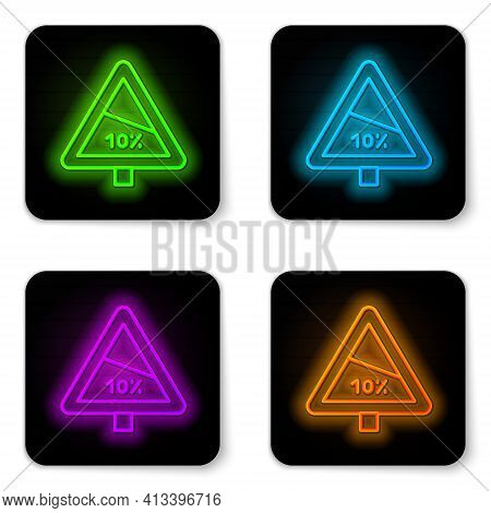 Glowing Neon Line Steep Ascent And Steep Descent Warning Road Icon Isolated On White Background. Tra