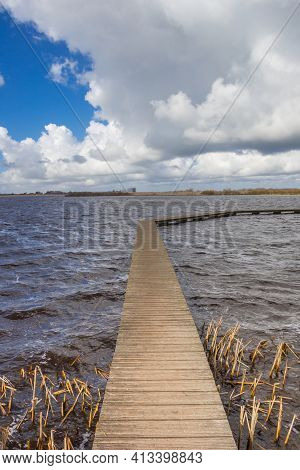 Stormy Weather On The Lake In Roegwold, Netherlands
