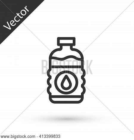 Grey Line Bottle Of Water Icon Isolated On White Background. Soda Aqua Drink Sign. Vector