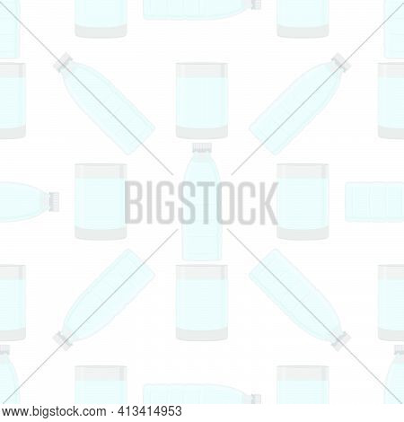 Illustration On Theme Set Identical Types Plastic Bottles For Drinking Water. Water Pattern Consisti
